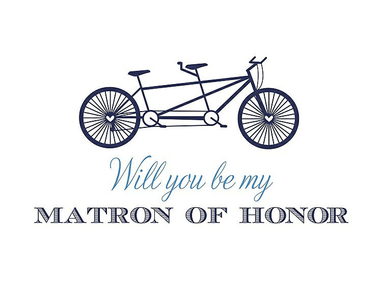 Front View - Blueberry & Cornflower Will You Be My Matron of Honor Card - Bike