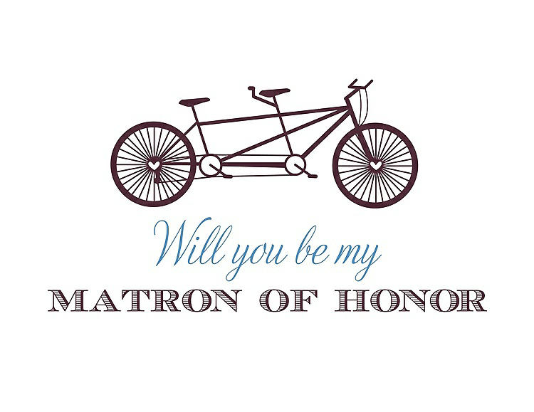 Front View - Bordeaux & Cornflower Will You Be My Matron of Honor Card - Bike