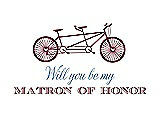 Front View Thumbnail - Burgundy & Cornflower Will You Be My Matron of Honor Card - Bike