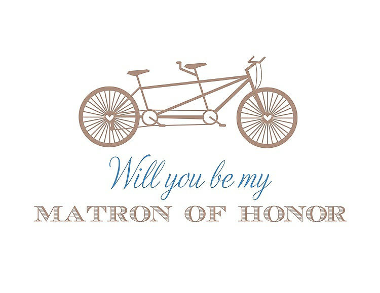 Front View - Cappuccino & Cornflower Will You Be My Matron of Honor Card - Bike