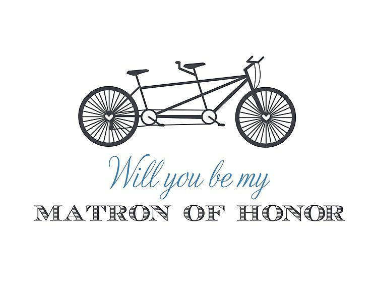 Front View - Ebony & Cornflower Will You Be My Matron of Honor Card - Bike