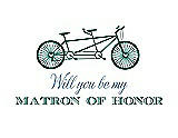 Front View Thumbnail - Emerald & Cornflower Will You Be My Matron of Honor Card - Bike