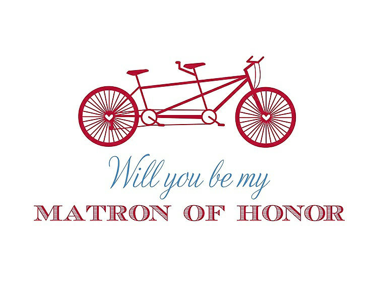 Front View - Flame & Cornflower Will You Be My Matron of Honor Card - Bike
