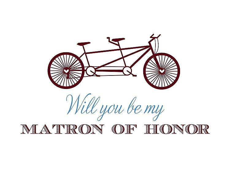 Front View - Garnet & Cornflower Will You Be My Matron of Honor Card - Bike