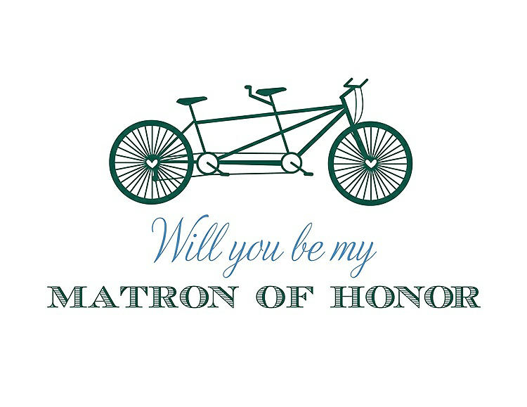 Front View - Hunter Green & Cornflower Will You Be My Matron of Honor Card - Bike