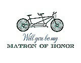 Front View Thumbnail - Hunter Green & Cornflower Will You Be My Matron of Honor Card - Bike