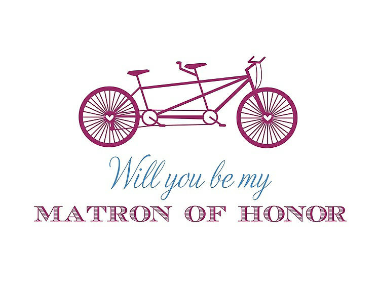 Front View - Merlot & Cornflower Will You Be My Matron of Honor Card - Bike