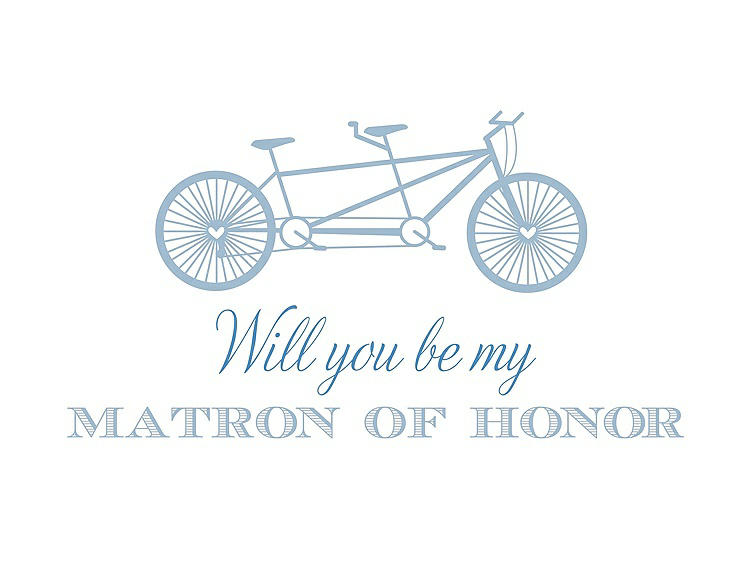 Front View - Pale Blue & Cornflower Will You Be My Matron of Honor Card - Bike
