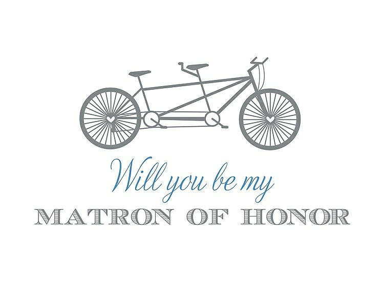 Front View - Pewter & Cornflower Will You Be My Matron of Honor Card - Bike