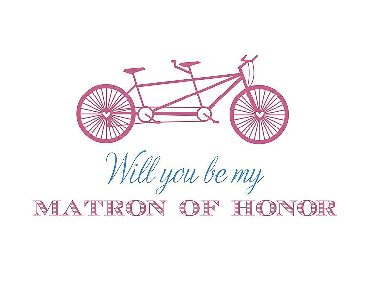 Front View - Pretty In Pink & Cornflower Will You Be My Matron of Honor Card - Bike