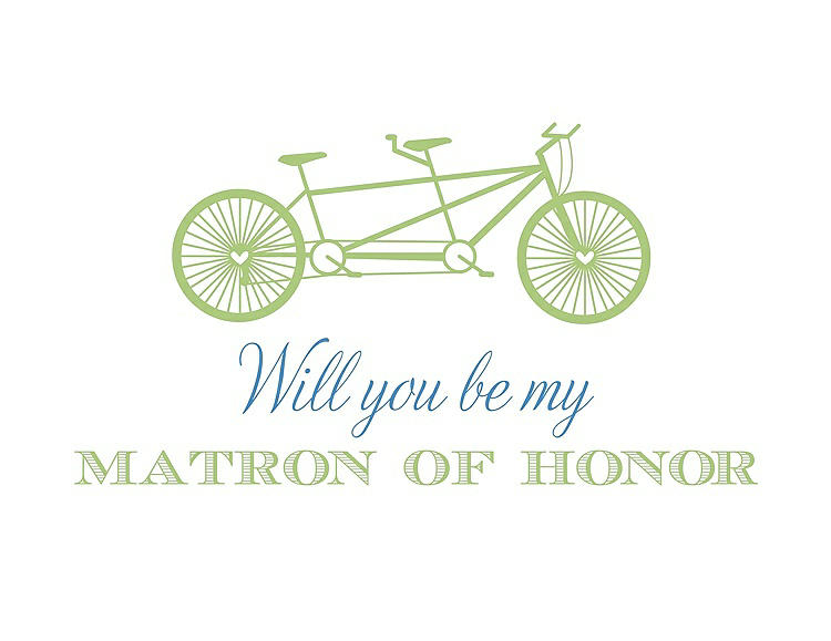 Front View - Pistachio & Cornflower Will You Be My Matron of Honor Card - Bike