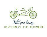 Front View Thumbnail - Pistachio & Cornflower Will You Be My Matron of Honor Card - Bike