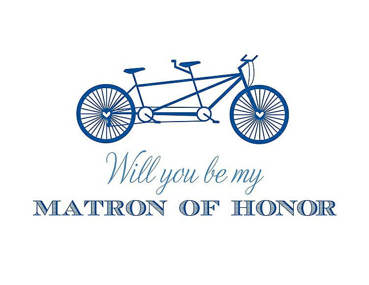 Front View - Royal Blue & Cornflower Will You Be My Matron of Honor Card - Bike
