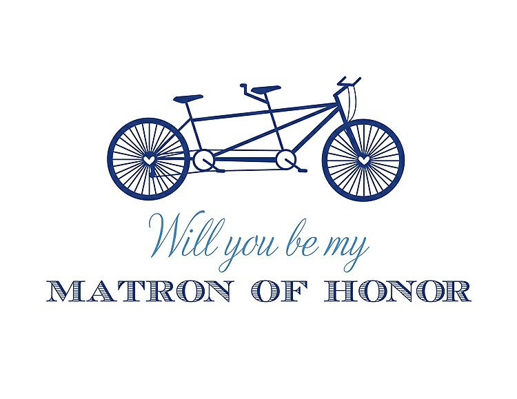 Front View - Sapphire & Cornflower Will You Be My Matron of Honor Card - Bike