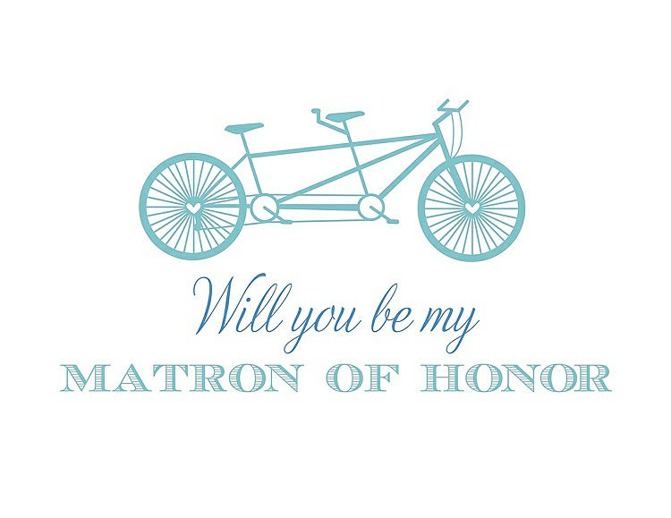 Front View - Spa & Cornflower Will You Be My Matron of Honor Card - Bike