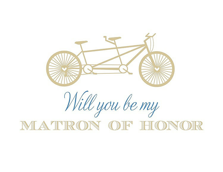 Front View - Venetian Gold & Cornflower Will You Be My Matron of Honor Card - Bike