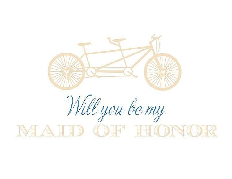 Front View - Corn Silk & Cornflower Will You Be My Maid of Honor - Bike