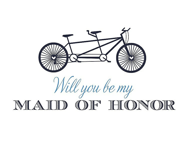 Front View - Navy Blue & Cornflower Will You Be My Maid of Honor - Bike