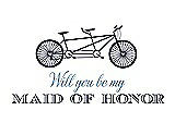 Front View Thumbnail - Navy Blue & Cornflower Will You Be My Maid of Honor - Bike