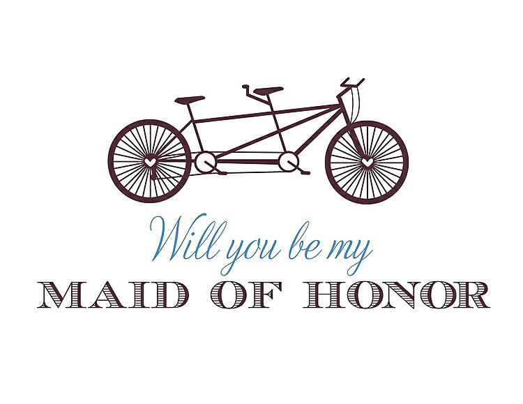 Front View - Bordeaux & Cornflower Will You Be My Maid of Honor - Bike