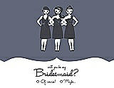 Front View Thumbnail - Blue Steel & Ebony Will You Be My Bridesmaid Card - Girls Checkbox