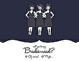 Front View Thumbnail - Navy Blue & Ebony Will You Be My Bridesmaid Card - Girls Checkbox