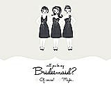 Front View Thumbnail - Marshmallow & Ebony Will You Be My Bridesmaid Card - Girls Checkbox