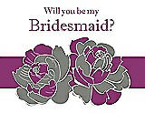 Front View Thumbnail - Charcoal Gray & Persian Plum Will You Be My Bridesmaid Card - 2 Color Flowers