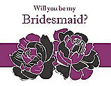 Front View Thumbnail - Graphite & Persian Plum Will You Be My Bridesmaid Card - 2 Color Flowers