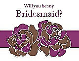 Front View Thumbnail - Almond & Persian Plum Will You Be My Bridesmaid Card - 2 Color Flowers