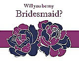 Front View Thumbnail - Blueberry & Persian Plum Will You Be My Bridesmaid Card - 2 Color Flowers