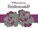 Front View Thumbnail - Clover & Persian Plum Will You Be My Bridesmaid Card - 2 Color Flowers