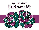 Front View Thumbnail - Emerald & Persian Plum Will You Be My Bridesmaid Card - 2 Color Flowers