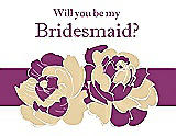 Front View Thumbnail - Ice Yellow & Persian Plum Will You Be My Bridesmaid Card - 2 Color Flowers