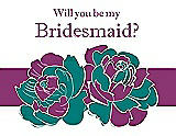 Front View Thumbnail - Jade & Persian Plum Will You Be My Bridesmaid Card - 2 Color Flowers