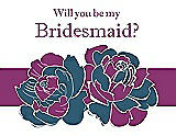Front View Thumbnail - Marine & Persian Plum Will You Be My Bridesmaid Card - 2 Color Flowers