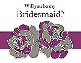 Front View Thumbnail - Mocha & Persian Plum Will You Be My Bridesmaid Card - 2 Color Flowers