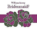 Front View Thumbnail - Moss & Persian Plum Will You Be My Bridesmaid Card - 2 Color Flowers