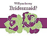 Front View Thumbnail - Pistachio & Persian Plum Will You Be My Bridesmaid Card - 2 Color Flowers