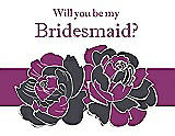 Front View Thumbnail - Stormy & Persian Plum Will You Be My Bridesmaid Card - 2 Color Flowers