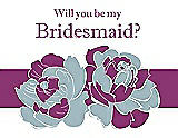 Front View Thumbnail - Surf Spray & Persian Plum Will You Be My Bridesmaid Card - 2 Color Flowers