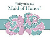 Front View Thumbnail - Hyacinth (iridescent Taffeta) & Seaside Will You Be My Maid of Honor Card - 2 Color Flowers