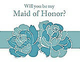 Front View Thumbnail - Aquamarine & Seaside Will You Be My Maid of Honor Card - 2 Color Flowers