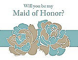 Front View Thumbnail - Champagne & Seaside Will You Be My Maid of Honor Card - 2 Color Flowers