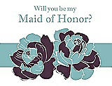 Front View Thumbnail - Eggplant & Seaside Will You Be My Maid of Honor Card - 2 Color Flowers