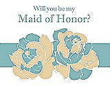 Front View Thumbnail - Ice Yellow & Seaside Will You Be My Maid of Honor Card - 2 Color Flowers