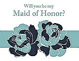 Front View Thumbnail - Midnight Navy & Seaside Will You Be My Maid of Honor Card - 2 Color Flowers