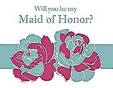Front View Thumbnail - Strawberry & Seaside Will You Be My Maid of Honor Card - 2 Color Flowers