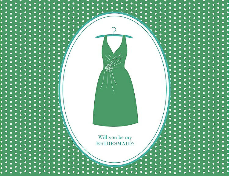 Front View - Juniper & Pantone Turquoise Will You Be My Bridesmaid Card - Dress