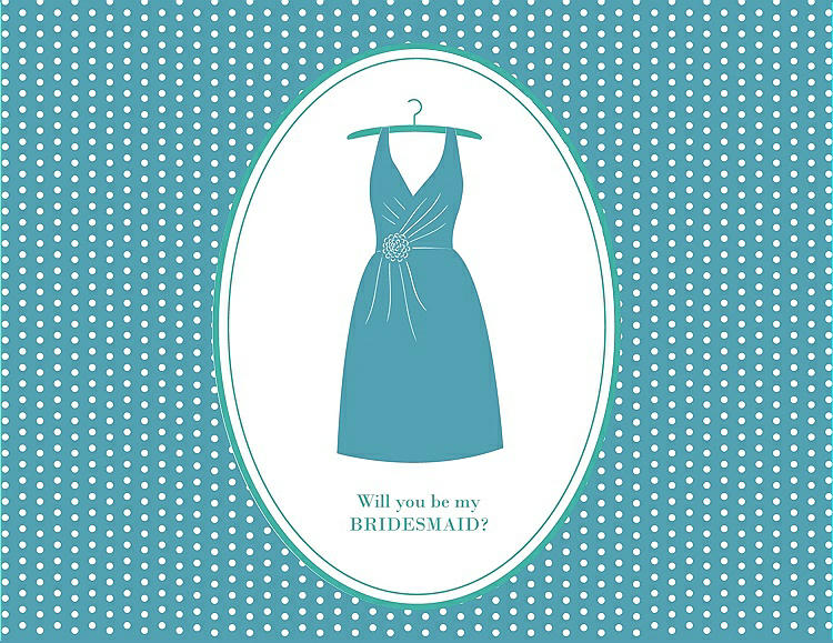 Front View - Aquamarine & Pantone Turquoise Will You Be My Bridesmaid Card - Dress
